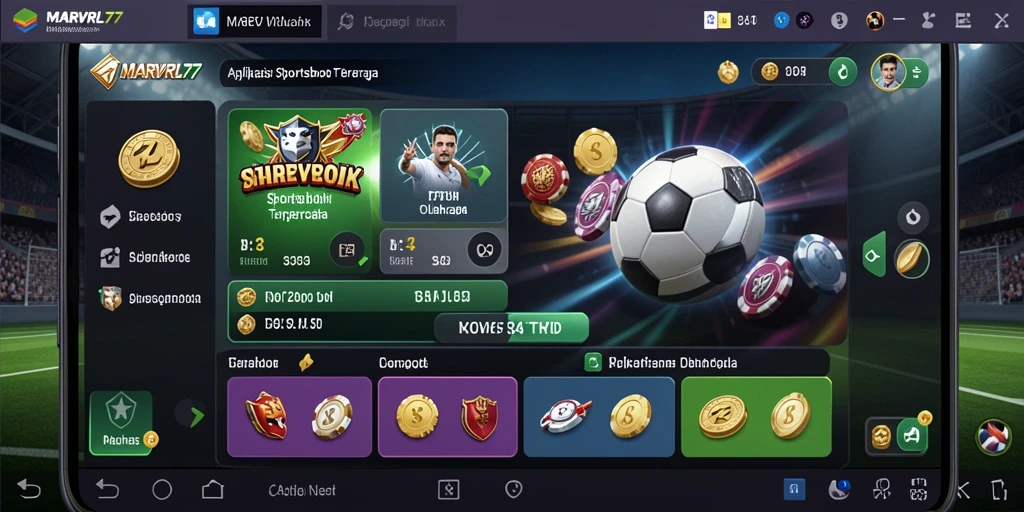 Screenshot utama MARVRL77 menampilkan antarmuka taruhan olahraga yang intuitif.