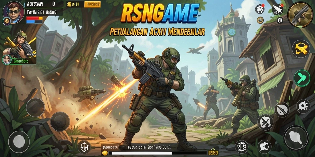 Tangkapan layar RSNGAME yang menampilkan pertempuran intens dan aksi seru.