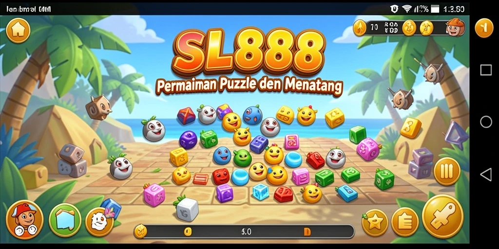 Tampilan gameplay SL888 dengan berbagai puzzle warna-warni.
